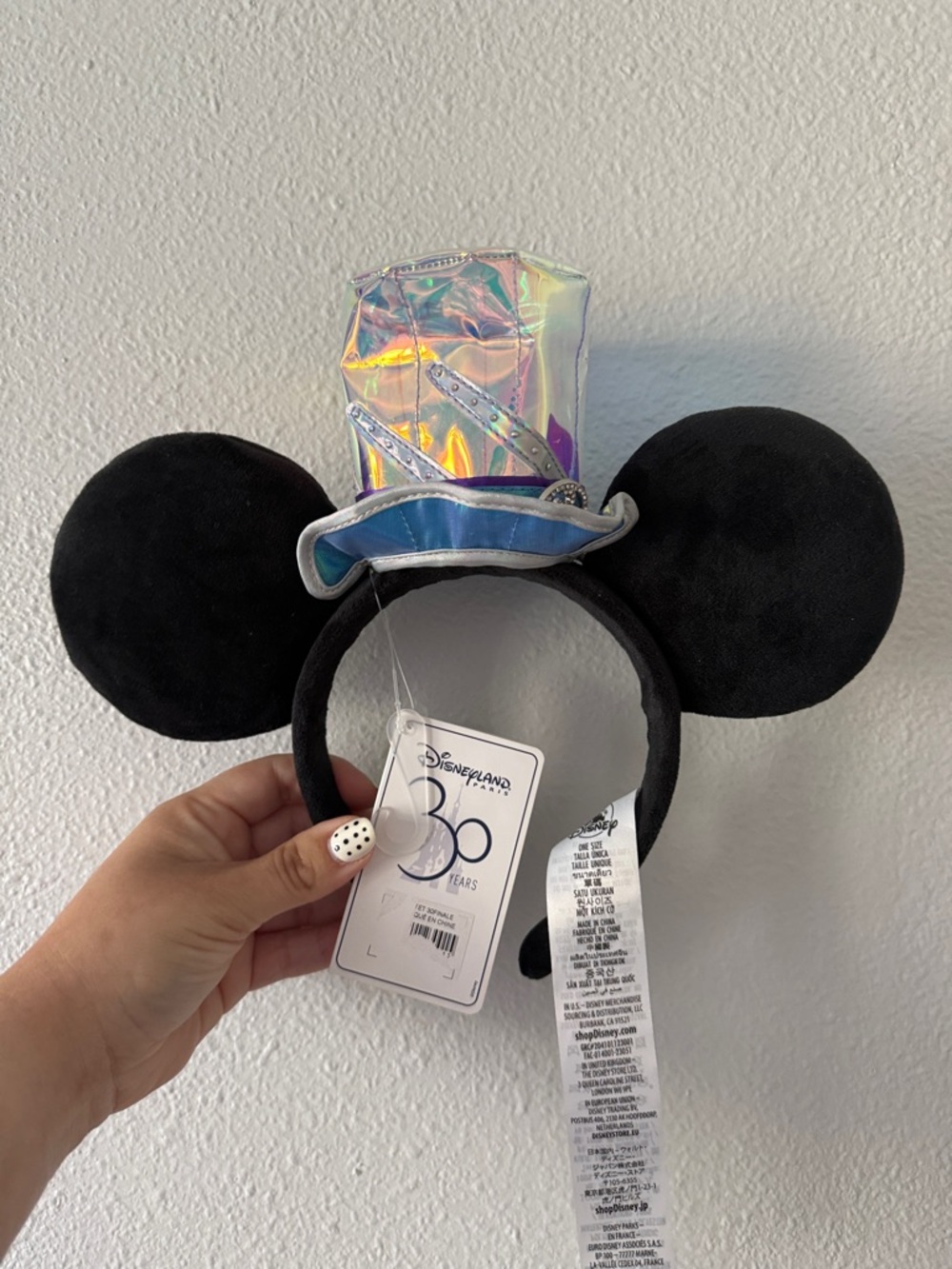 Disneyland Paris 30th Anniversary Iridescent Top Hat Mickey Ears